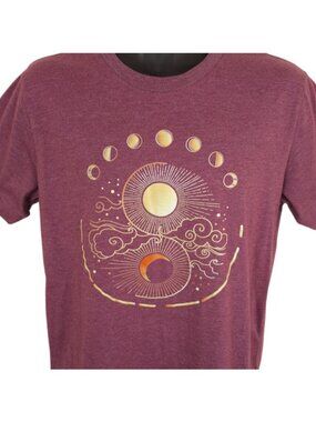 Mystic Moon Sun T Shirt Mens Size Medium Red Moon Phases Astrology Celestial